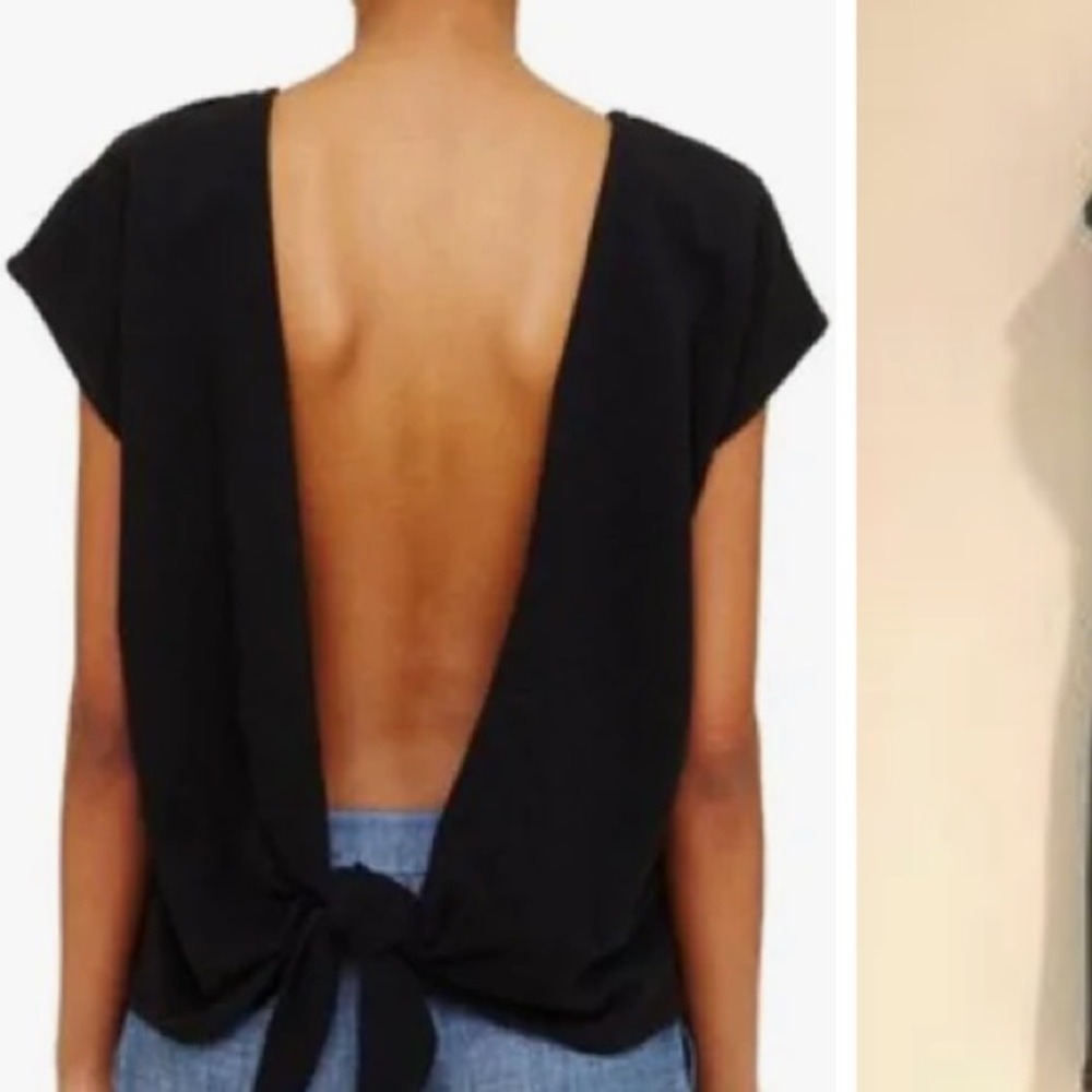 Club Monaco backless- tie in back sleeveless blouse with stripes for bra